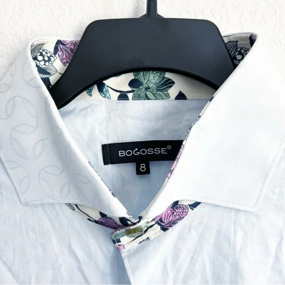 bogosse dress shirts Bogosse Button Up Dress Shirt Mens Size 7 Gray Black Pinstripes Flip Cuff